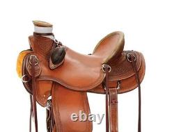 Wade Tree Premium Leather Horse Western Saddle With Tack Set + Girth
