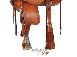 Wade Tree Premium Leather Horse Western Saddle With Tack Set + Girth