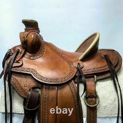 Wade Western Saddle Ranch Roping Horse Tack Rawhide Covered Wood Tree Leather