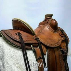 Wade Western Saddle Ranch Roping Horse Tack Rawhide Covered Wood Tree Leather
