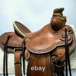 Wade Western Saddle Ranch Roping Horse Tack Rawhide Covered Wood Tree Leather