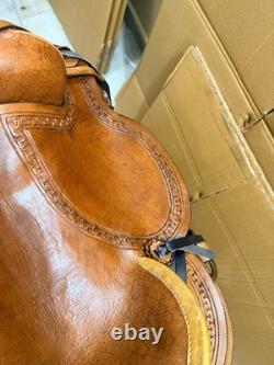Wade Western Saddle Ranch Roping Horse Tack Rawhide Covered Wood Tree Leather