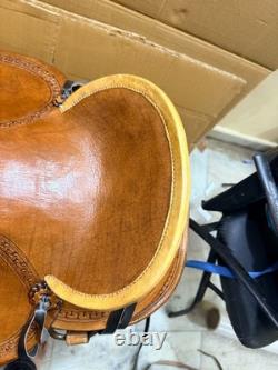 Wade Western Saddle Ranch Roping Horse Tack Rawhide Covered Wood Tree Leather