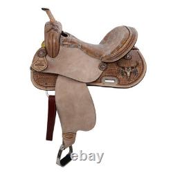 Weathered Steer Barrel Saddle Waffle Tooling Painted Steer Skull FQHB 15 NEW