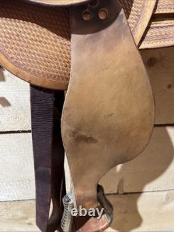 Western ALAMO Horse Saddle Leather Junior 12 Inch Suede Seat Trail Square Skirt