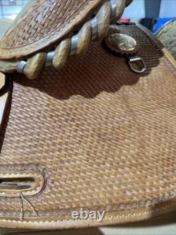 Western ALAMO Horse Saddle Leather Junior 12 Inch Suede Seat Trail Square Skirt