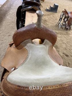 Western ALAMO Horse Saddle Leather Junior 12 Inch Suede Seat Trail Square Skirt