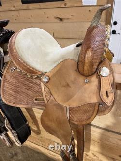 Western ALAMO Horse Saddle Leather Junior 12 Inch Suede Seat Trail Square Skirt