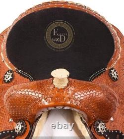 Western Barrel Leather Horse Saddle Full Tack Set. Size-10-18 inch