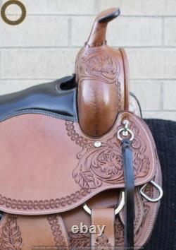Western Barrel Leather Horse Saddle Full Tack Set. Size-10-18 inch