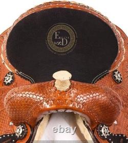 Western Barrel Leather Horse Saddle Full Tack Set. Size-10-18 inch