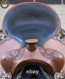 Western Barrel Leather Horse Saddle Full Tack Set. Size-10-18 inch