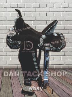 Western Barrel Leather Horse Saddle with Tack Set 10 to 18 size Free shipping