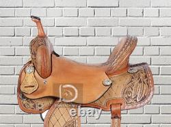Western Barrel Leather Horse Saddle with Tack Set 10 to 18 size Free shipping