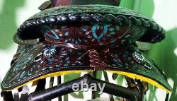 Western Barrel Leather Horse Saddle with Tack Set 10 to 18 size Free shipping