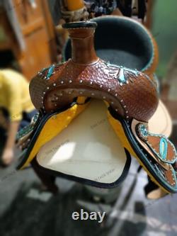 Western Barrel Leather Horse Saddle with Tack Set 10 to 18 size Free shipping