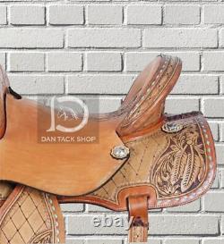 Western Barrel Leather Horse Saddle with Tack Set 10 to 18 size Free shipping