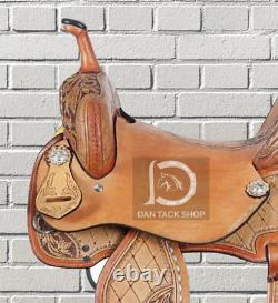 Western Barrel Leather Horse Saddle with Tack Set 10 to 18 size Free shipping