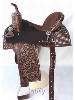 Western Barrel Racing Horse Saddle Premium Leather with tack set 10'' to 18' in