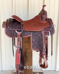 Western Barrel Racing Horse Saddle Premium Leather with tack set 10'' to 18' in