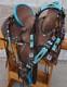 Western Barrel Racing Horse Saddle Premium Leather With Tack Set 10'' To 18' In