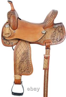 Western Barrel Racing Horse Saddle Premium Leather with tack set 10'' to 18' in