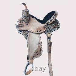 Western Barrel Racing Horse Saddle Premium Leather with tack set 10'' to 18' in