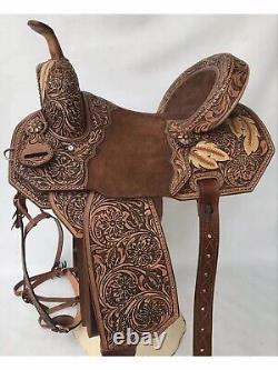 Western Barrel Racing Horse Saddle Premium Leather with tack set 10'' to 18' in