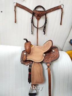 Western Barrel Racing Horse Saddle Premium Leather with tack set 10'' to 18' in