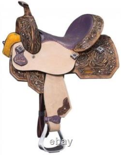 Western Barrel Racing Horse Saddle Premium Leather with tack set 10'' to 18' in
