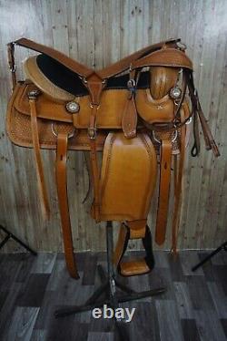 Western Barrel Racing Horse Saddle Premium Leather with tack set 10'' to 18' in