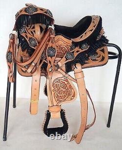 Western Barrel Racing Horse Saddle Premium Leather with tack set 10'' to 18' in