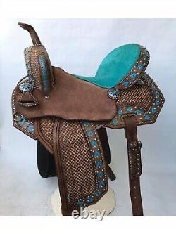 Western Barrel Racing Horse Saddle Premium Leather with tack set 10'' to 18' in