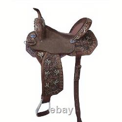 Western Barrel Racing Horse Saddle Premium Leather with tack set 10'' to 18' in