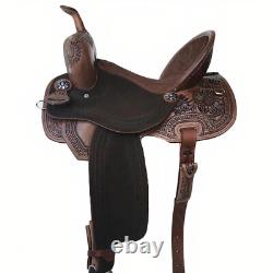 Western Barrel Racing Horse Saddle Premium Leather with tack set 10'' to 18' in