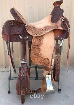 Western Barrel Racing Horse Saddle Premium Leather with tack set 10'' to 18' in