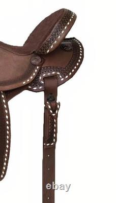 Western Barrel Racing Horse Saddle Tooled Carved Leather With Complete Set