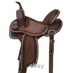 Western Barrel Racing Horse Saddle Tooled Carved Leather With Complete Set