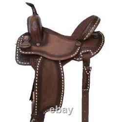 Western Barrel Racing Horse Saddle Trail Tooled Carved Leather Equestrian 15