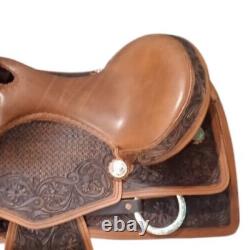 Western Barrel Racing Trail Horse Saddle Premium Leather Hand Tooled 12- 18