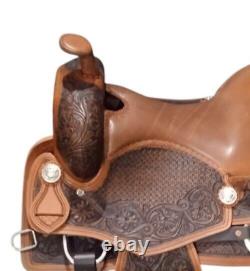 Western Barrel Racing Trail Horse Saddle Premium Leather Hand Tooled 12- 18