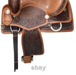 Western Barrel Racing Trail Horse Saddle Premium Leather Hand Tooled 12- 18