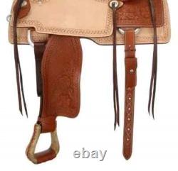 Western Barrel Racing Trail Horse Tack Saddle Premium Leather Tooled Size 15