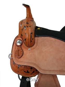 Western Barrel Saddle Deep Seat Pleasure Horse Used Tooled Leather Tack 15 16 17