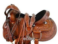 Western Barrel Saddle Rodeo Horse Pleasure Racing Used Leatehr Tack 15 16 17 18