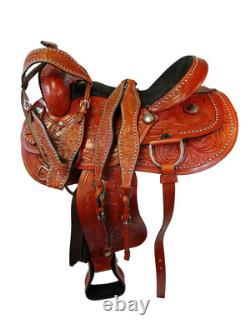 Western Barrel Saddle Trail Horse Pleasure Tooled Used Leather Tack 15 16 17 18