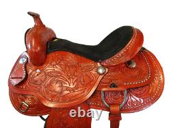 Western Barrel Saddle Trail Horse Pleasure Tooled Used Leather Tack 15 16 17 18