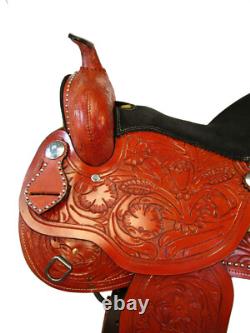 Western Barrel Saddle Trail Horse Pleasure Tooled Used Leather Tack 15 16 17 18