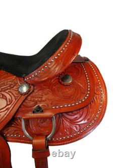 Western Barrel Saddle Trail Horse Pleasure Tooled Used Leather Tack 15 16 17 18