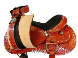 Western Barrel Saddle Trail Horse Pleasure Tooled Used Leather Tack 15 16 17 18